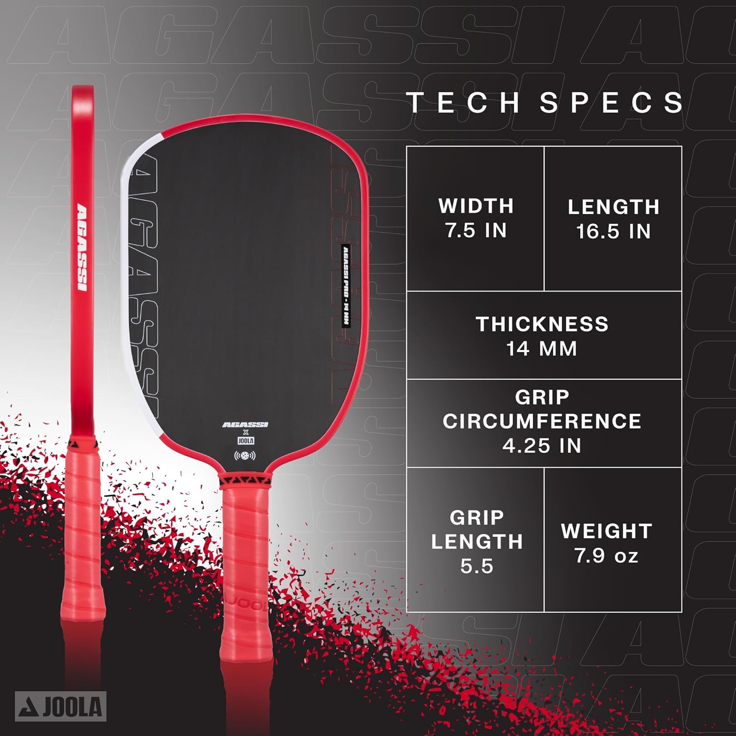 JOOLA Agassi Pro 14mm Pickleball Paddle